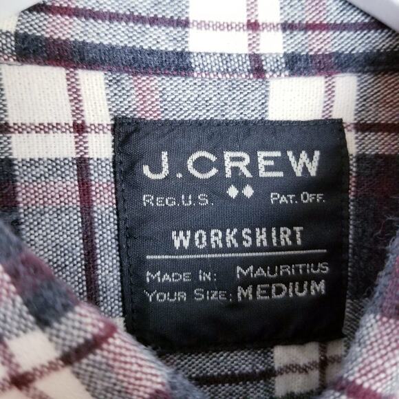 J. Crew Factory Plaid Flannel Workshirt Button Down Pockets- Size M - Picture 3 of 5